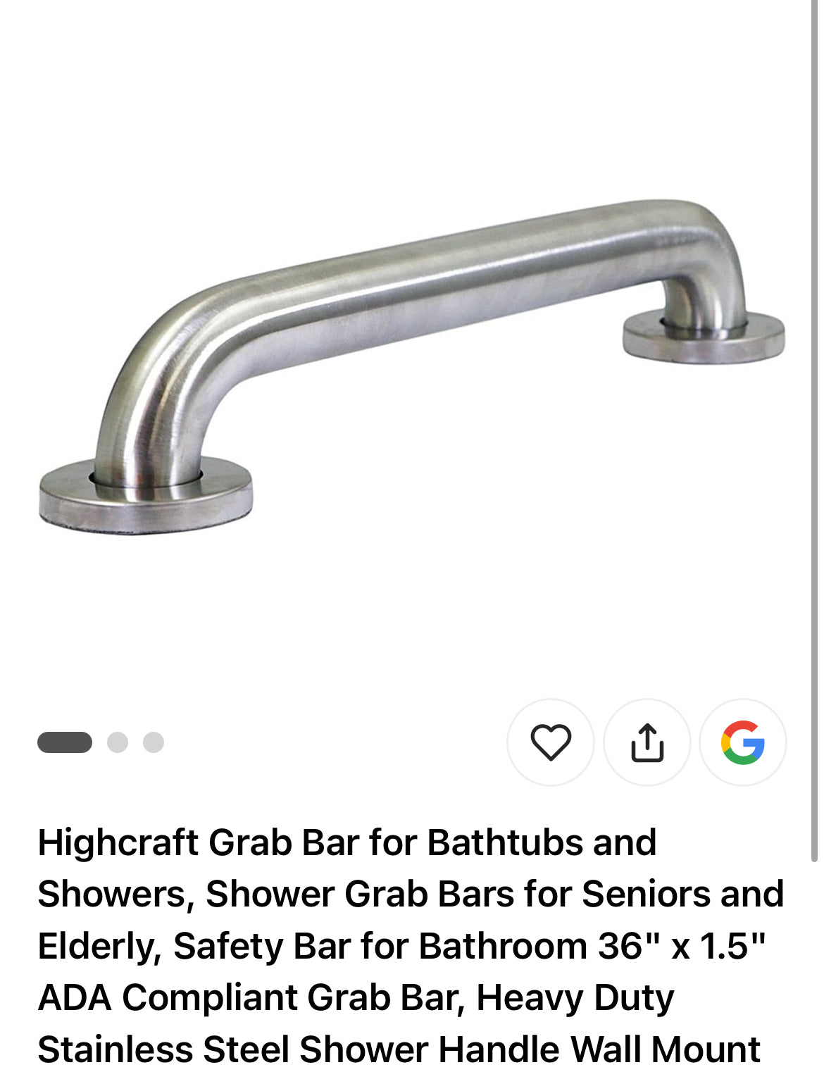 Stainless Steel Bathroom Safety Grab Bar 36" – Highcraft