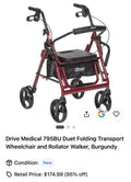 New Drive Medical Duet Folding Transport Wheelchair