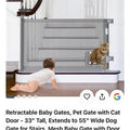 Retractable Baby Gate with Cat Door – 33'' Tall, Extends to 55'' (A2)