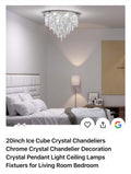 20inch Ice Cube Crystal Chandelier Chrome Ceiling Light (A)