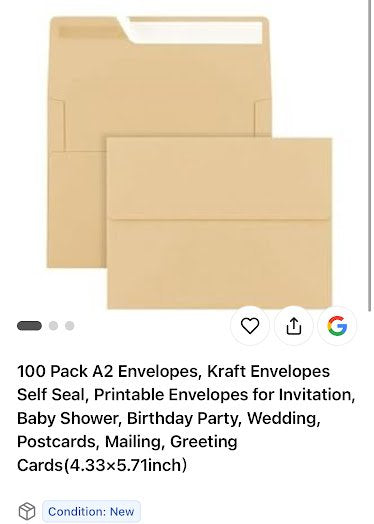 100-Pack A2 Kraft Self-Seal Envelopes