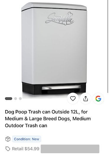 Samvella Outdoor Dog Waste Trash Can (12L)