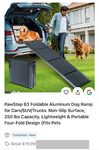 PawStep 63'' Foldable Aluminum Dog Ramp – 250 lb Capacity (A)