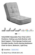New HollyHOME Adjustable Floor Chair with 6Positions