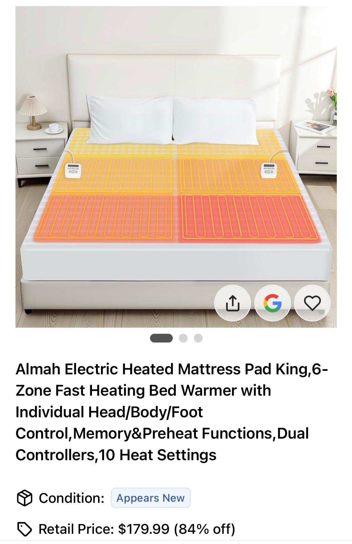 Almah Electric Heated Mattress Pad King