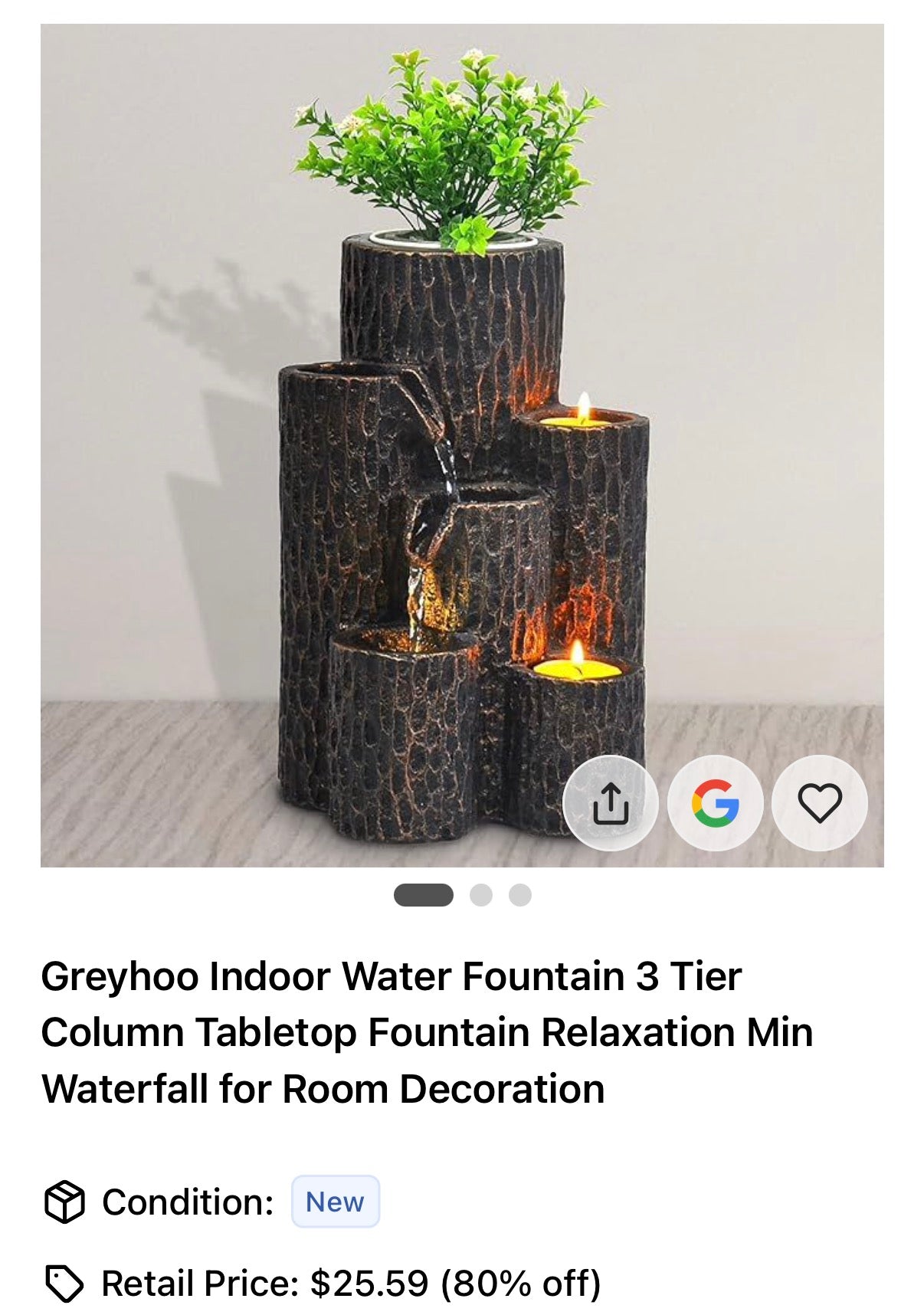 New Greyhoo Indoor Water Fountain 3 Tier