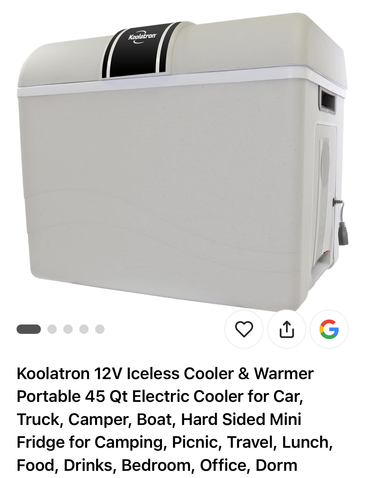 Koolatron 12V Portable Electric Cooler/Warmer – 45 Qt (Like New)