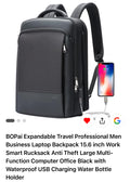 Sleek Black Laptop Backpack with USB — BO Pai