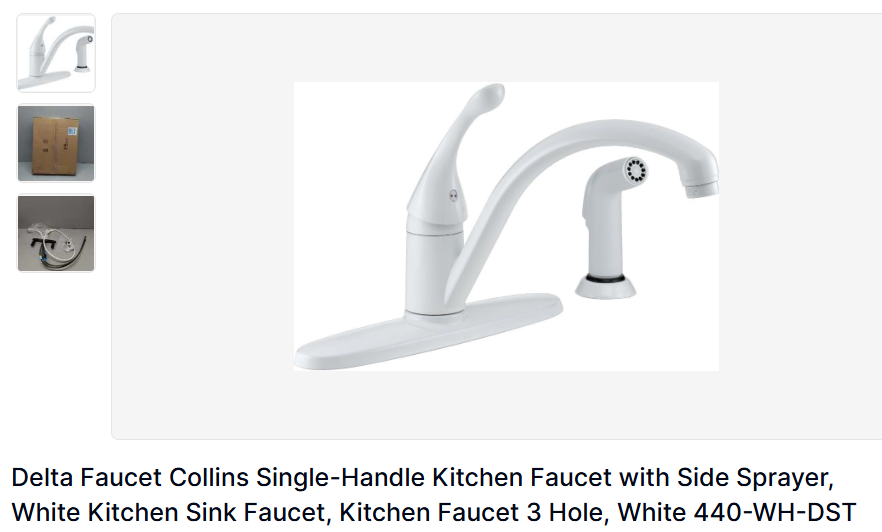 Single-Handle Kitchen Faucet w/ Side Sprayer (White) – Delt
