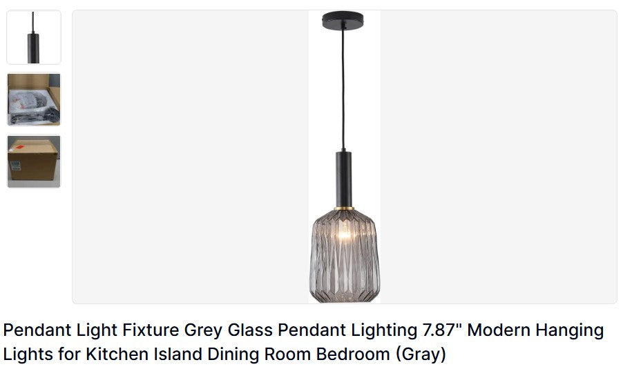 Gray Glass Pendant Light – Modern Hanging Fixture