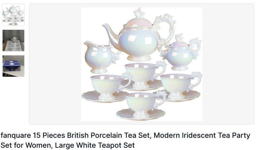 15-Piece Iridescent Porcelain Tea Set – Fanquare